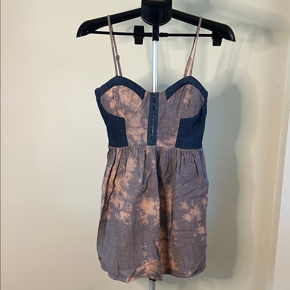 Love, Fire Textured Dress in Blue and Brown